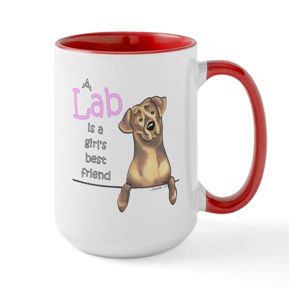 CafePress - Chocolate Lab BF Large Mug - 15 oz Ceramic Large White Novelty Mug