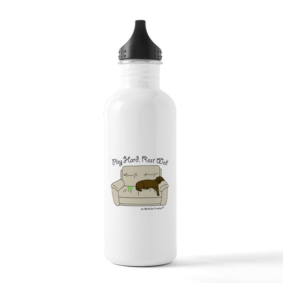 CafePress - Chocolate Lab Play Hard Stainless Water Bottle 1 - Stainless Steel Water Bottle, Sports Bottle, 1.0L