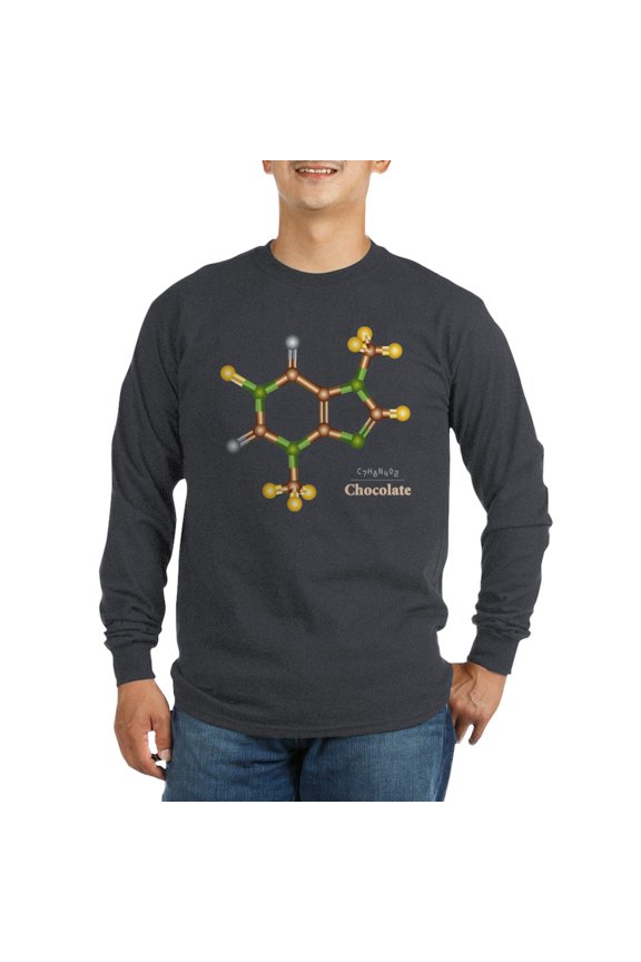 - Chocolate Molecule T Long Sleeve T Shirt - Long Sleeve Dark T-Shirt