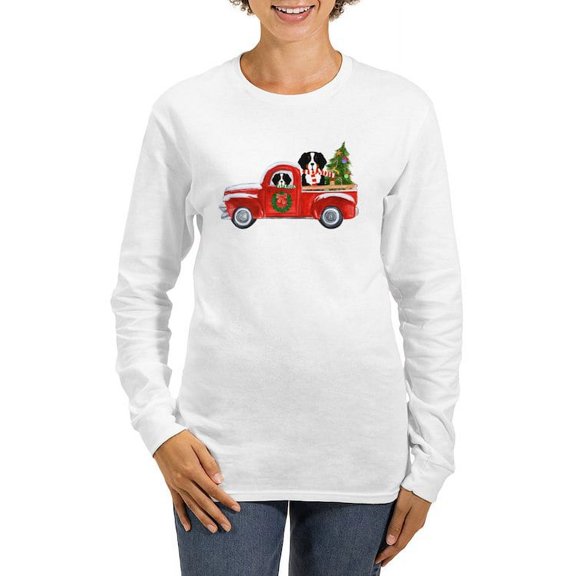 CafePress - Christmas Berner Red Truck Long Sleeve T Shirt - Women's Long Sleeve Graphic Casual T-Shirt