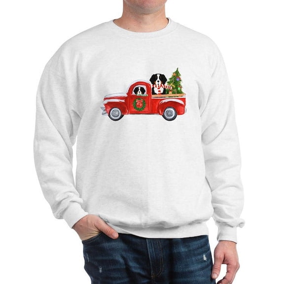 CafePress - Christmas Berner Red Truck Sweatshirt - Crew Neck Sweatshirt