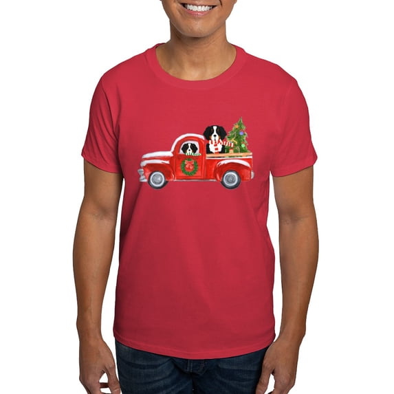 CafePress - Christmas Berner Red Truck T Shirt - Men's Classic Graphic Cotton T-Shirt