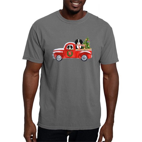 CafePress - Christmas Berner Red Truck T Shirt - Mens Comfort Colors Shirt