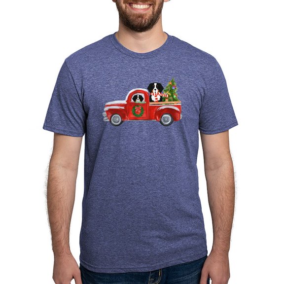 CafePress - Christmas Berner Red Truck T Shirt - Mens Tri-blend T-Shirt