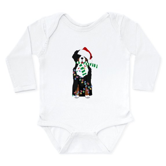 CafePress - Christmas Bernese Mt Holiday Dog Body Suit - Long Sleeve Cotton Baby Bodysuit