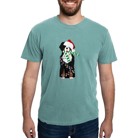 CafePress - Christmas Bernese Mt Holiday Dog T Shirt - Mens Comfort Colors Shirt