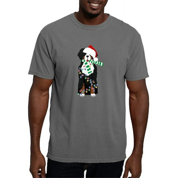 CafePress - Christmas Bernese Mt Holiday Dog T Shirt - Mens Comfort Colors Shirt