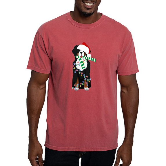 CafePress - Christmas Bernese Mt Holiday Dog T Shirt - Mens Comfort Colors Shirt