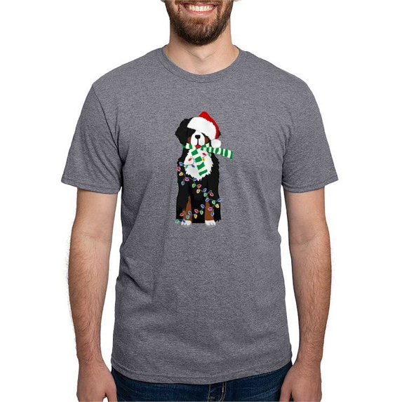 CafePress - Christmas Bernese Mt Holiday Dog T Shirt - Mens Tri-blend T-Shirt