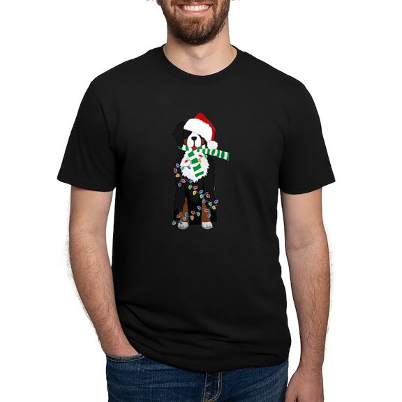 CafePress - Christmas Bernese Mt Holiday Dog T Shirt - Mens Tri-blend T-Shirt