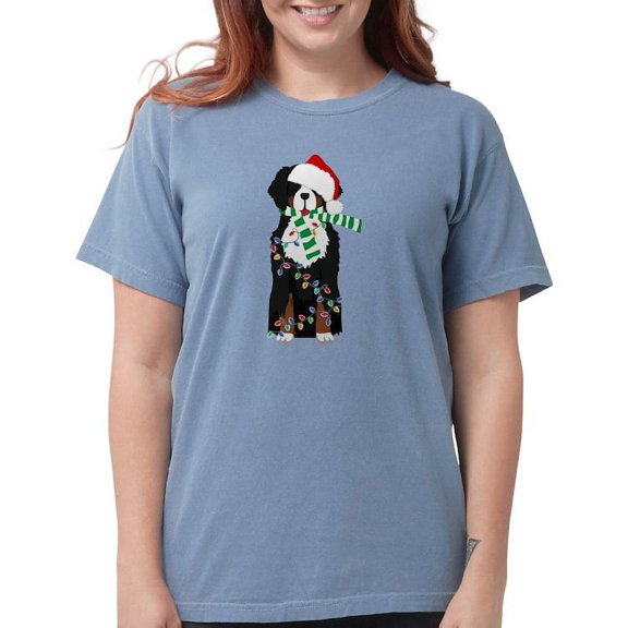 CafePress - Christmas Bernese Mt Holiday Dog T Shirt - Womens Comfort Colors® Shirt