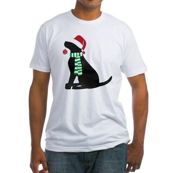 CafePress - Christmas Black Lab Holiday Dog Men's Classic T Sh - Fitted T-Shirt, Vintage Fit Soft Cotton Tee
