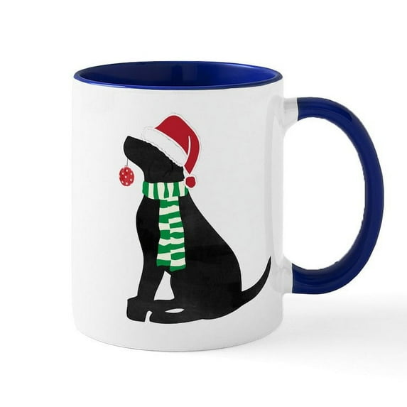 CafePress - Christmas Black Lab Holiday Dog Mugs - 11 oz Ceramic Mug - Novelty Coffee Tea Cup