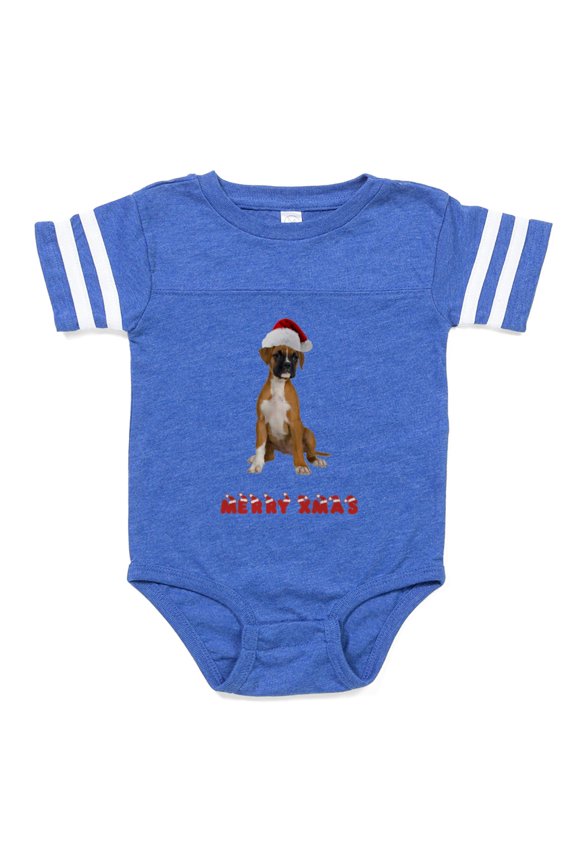 - Christmas Boxer - Cute Infant Baby Football Bodysuit