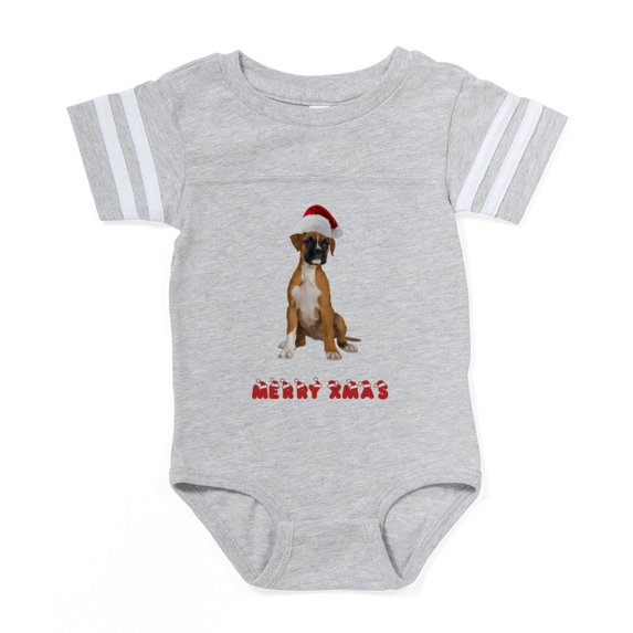 CafePress - Christmas Boxer - Cute Infant Baby Football Bodysuit
