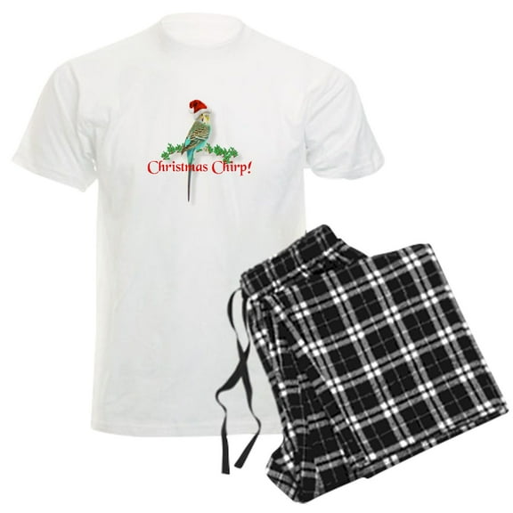 CafePress - Christmas Budgie Men's Light Pajamas - Men's Light Loose Fit Cotton Pajama Set