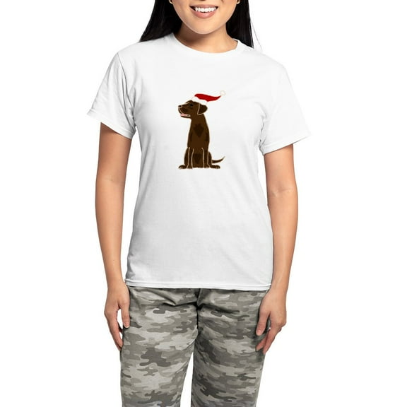 CafePress - Christmas Chocolate Labrado Women's Light Pajamas - Women's Short Sleeve Print T-Shirt and Pants Light Cotton Pajama Set