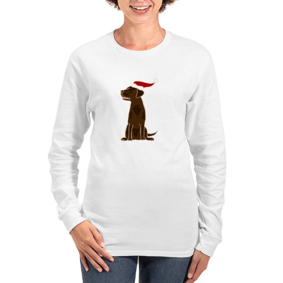CafePress - Christmas Chocolate Labrador Long Sleeve T Shirt - Women's Long Sleeve Graphic Casual T-Shirt