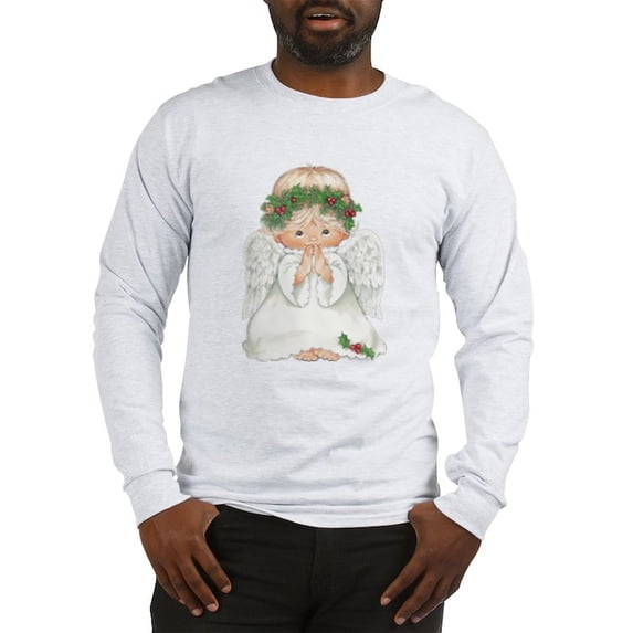 CafePress - Christmas Cute Baby Angel Praying Long Sleeve T Sh - Unisex Cotton Long Sleeve T-Shirt