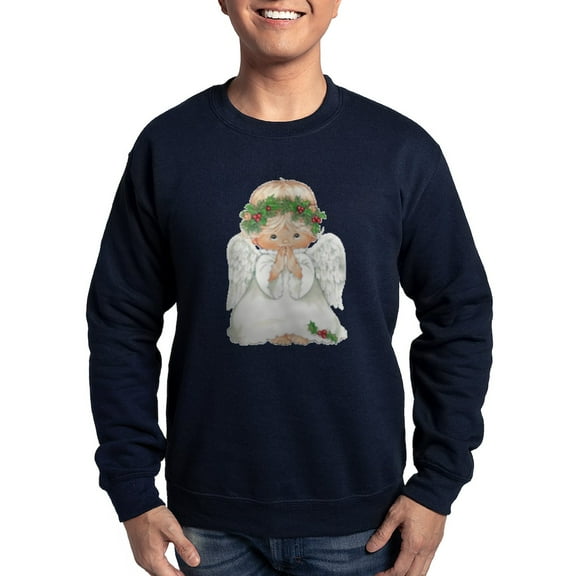 CafePress - Christmas Cute Baby Angel Praying Sweatshirt - Classic Crew Neck Sweatshirt