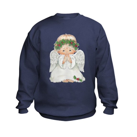 CafePress - Christmas Cute Baby Angel Praying Sweatshirt - Kids Sweatshirt, Youth Crew Neck Sweatshirt