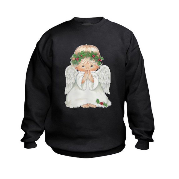 CafePress - Christmas Cute Baby Angel Praying Sweatshirt - Kids Sweatshirt, Youth Crew Neck Sweatshirt