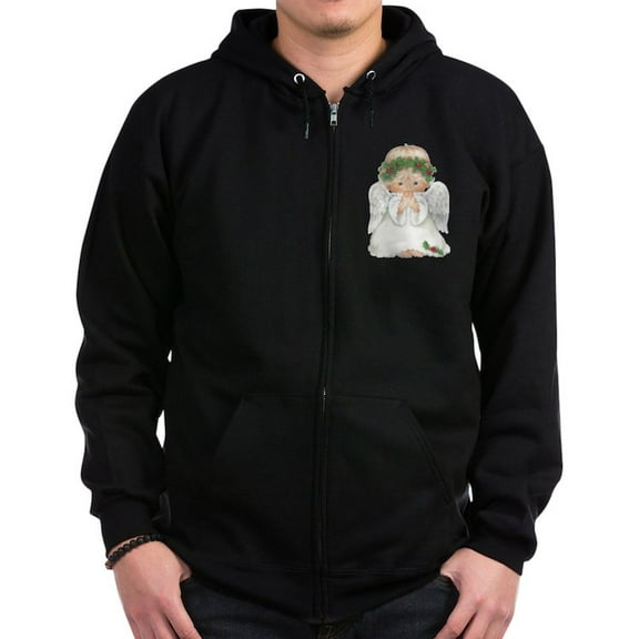 CafePress - Christmas Cute Baby Angel Praying Sweatshirt - Zip Hoodie, Classic Hooded Sweatshirt with Metal Zipper