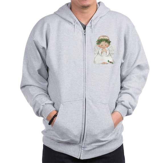 CafePress - Christmas Cute Baby Angel Praying Sweatshirt - Zip Hoodie, Classic Hooded Sweatshirt with Metal Zipper