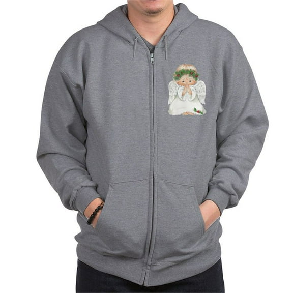 CafePress - Christmas Cute Baby Angel Praying Sweatshirt - Zip Hoodie, Classic Hooded Sweatshirt with Metal Zipper