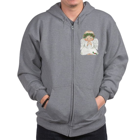 CafePress - Christmas Cute Baby Angel Praying Sweatshirt - Zip Hoodie, Classic Hooded Sweatshirt with Metal Zipper