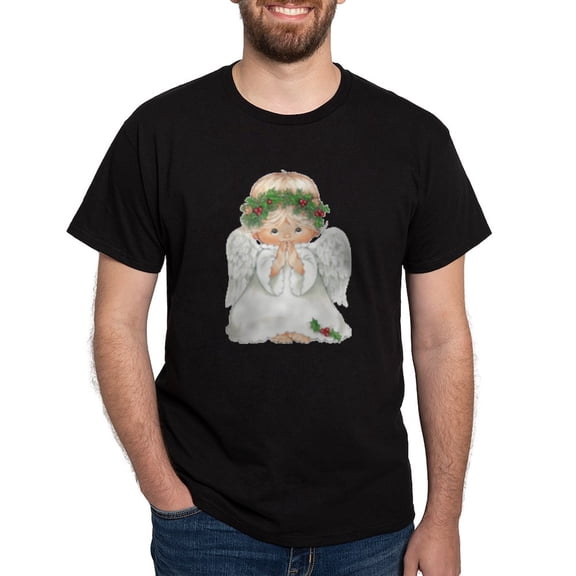 CafePress - Christmas Cute Baby Angel Praying T Shirt - Men's Classic Graphic Cotton T-Shirt