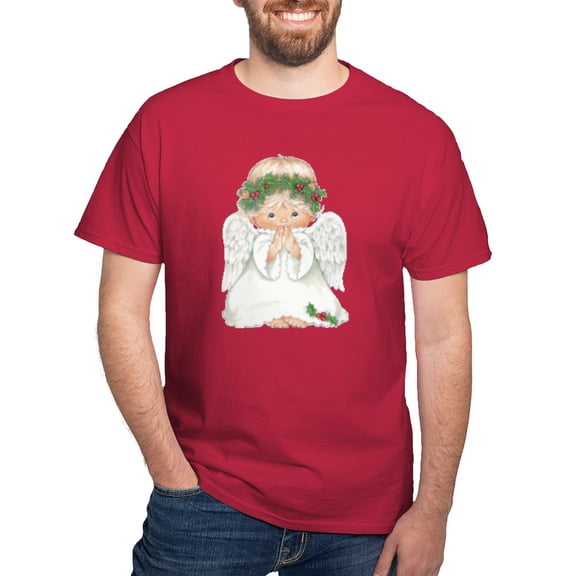 CafePress - Christmas Cute Baby Angel Praying T Shirt - Men's Classic Graphic Cotton T-Shirt