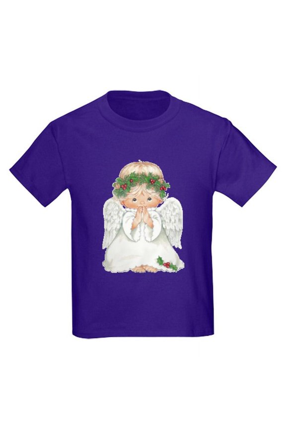 - Christmas Cute Baby Angel Praying T Shirt - Dark T-Shirt Kids XS-XL