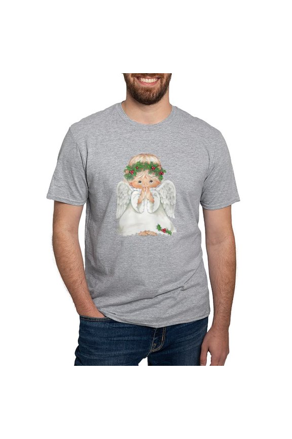 - Christmas Cute Baby Angel Praying T Shirt - Fitted T-Shirt, Vintage Fit Soft Cotton Tee