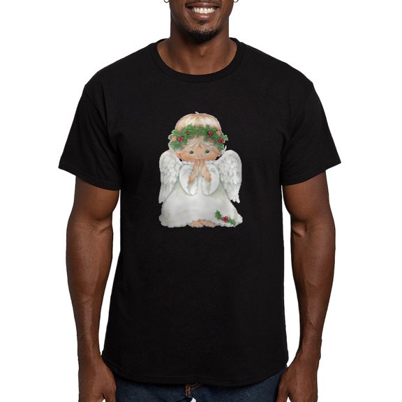 CafePress - Christmas Cute Baby Angel Praying T Shirt - Men's Fitted T-Shirt