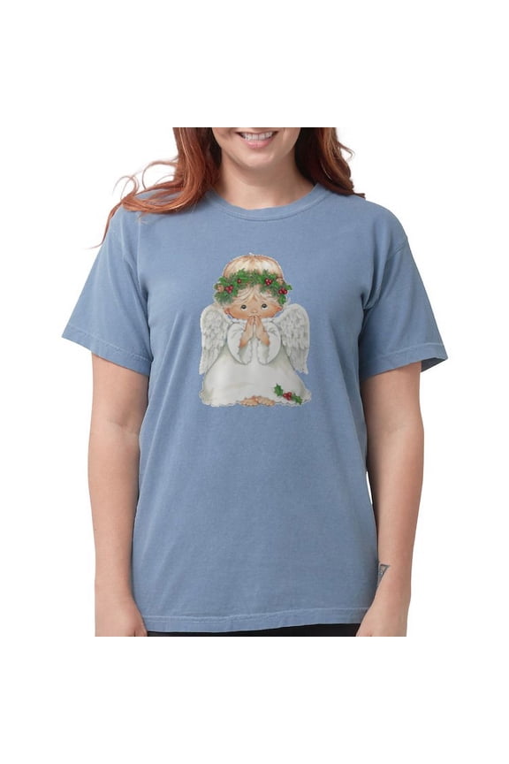 - Christmas Cute Baby Angel Praying T Shirt - Womens Comfort ColorsĀ® Shirt