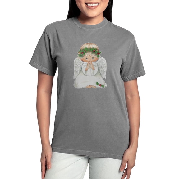 CafePress - Christmas Cute Baby Angel Praying T Shirt - Womens Comfort Colors® Shirt