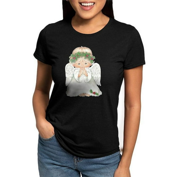 CafePress - Christmas Cute Baby Angel Praying T Shirt - Womens Tri-blend T-Shirt