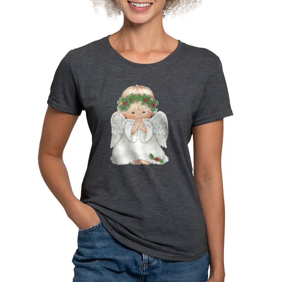 CafePress - Christmas Cute Baby Angel Praying T Shirt - Womens Tri-blend T-Shirt