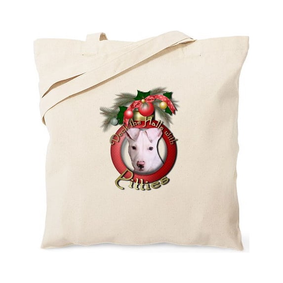 CafePress - Christmas Deck The Halls Pitbull Tote Bag - Unisex Canvas Tote Bag, Beige, 1-Piece