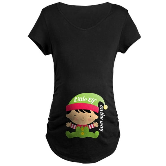 CafePress - Christmas Elf Holiday Maternity T Shirt - Maternity Dark T-Shirt