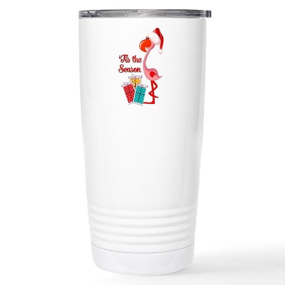 CafePress - Christmas Flamingo Stainless Steel Travel Mug - Insulated Stainless Steel Travel Tumbler 20 oz.