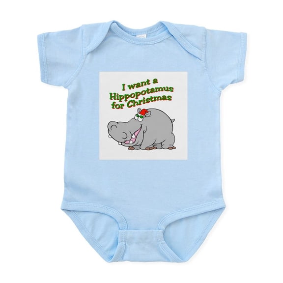 CafePress - Christmas Hippo Infant Bodysuit - Baby Light Bodysuit, Size Newborn - 24 Months