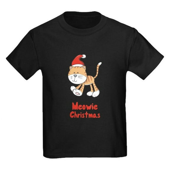 CafePress - Christmas Kitty Kids Dark T Shirt - Dark T-Shirt Kids XS-XL