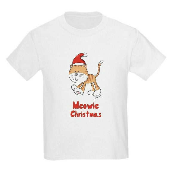 CafePress - Christmas Kitty Kids Light T Shirt - Light T-Shirt Kids XS-XL
