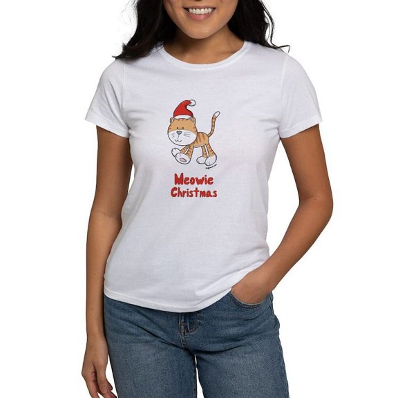 CafePress - Christmas Kitty Women's T Shirt - Women's Classic T-Shirt