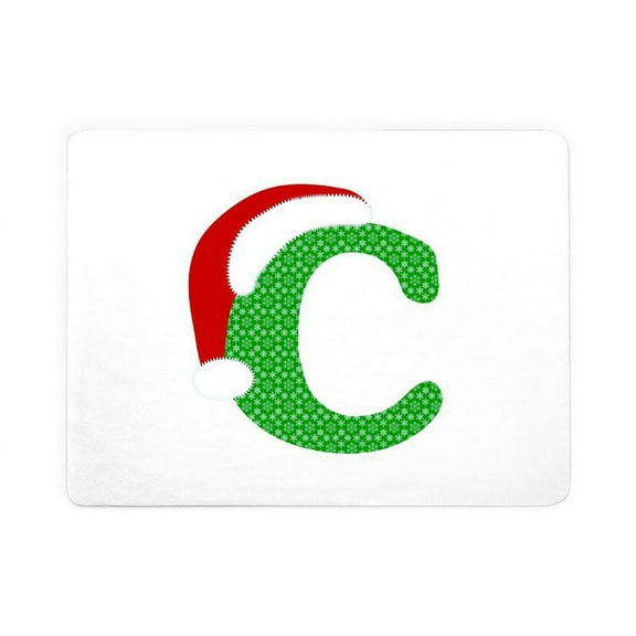 CafePress - Christmas Monogram Letter C - Large Sherpa Fleece Throw Blanket 80" x 60"