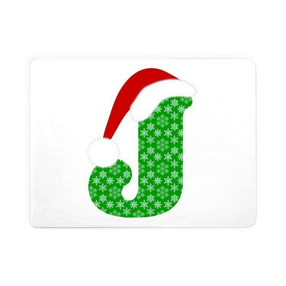 CafePress - Christmas Monogram Letter J - Large Sherpa Fleece Throw Blanket 80" x 60"
