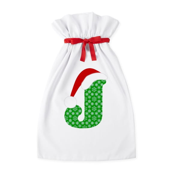 CafePress - Christmas Monogram Letter J - Oversized Poly Plush Gift Bag, 21"x32"