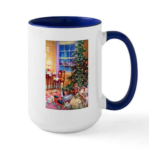 CafePress - Christmas Morning Large Mug - 15 oz Ceramic Large White Novelty Mug